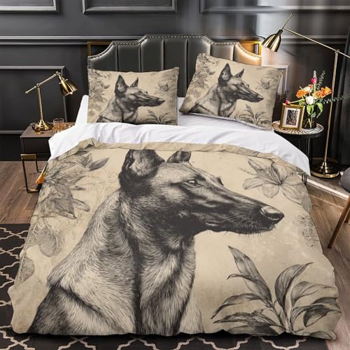 Housse de couette chien imprimé 3D parure lit microfibre hypoallergique - 2