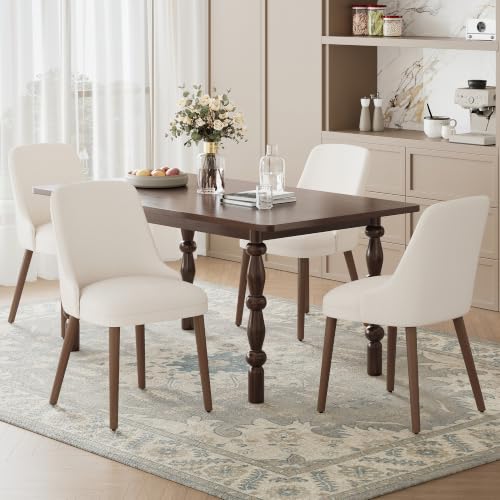 MALOL Upholstered Dining Chairs Set of 4 with High-Back, Beige