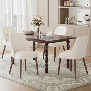MALOL Upholstered Dining Chairs Set of 4 with High-Back, Beige