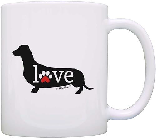 ThisWear Dachshund Gift Love Dog Paw Prints Doxie Breed Weiner Dog Gift Taza de café Taza de té blanca disponible en Yaxa Colombia