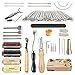 Leather Tools SIMPZIA 52 pcs Leather Kit with Stitching Groover, Prong Punch and Leather Working Saddle Making Stamps Tools Set for DIY Leathercraft