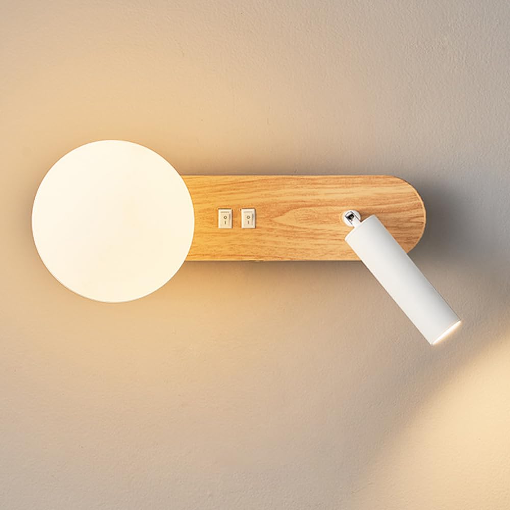 HXYSXHJUO Wall Lamps for Bedroom,Globe Sconce with Switch LED Mount Reading Light Headboard Nordic Sconces Lighting Fixture Living Room Decors 10W Lights (3000k)