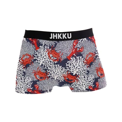 Men's Boxer Briefs Crab Lobster Coral Boxer Shorts Soft Comfort Trunk Underwear for Men No Fly