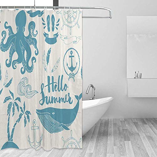 Rideau de douche océan 152x183 cm en polyester imperméable avec crochets - 5