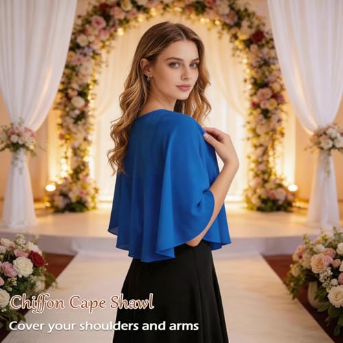 Image of Ciormis Chiffon Capelet Women's Soft Shawls and Wraps for Evening Dresses, Wedding Formal Dress Shawl Cape Cover up