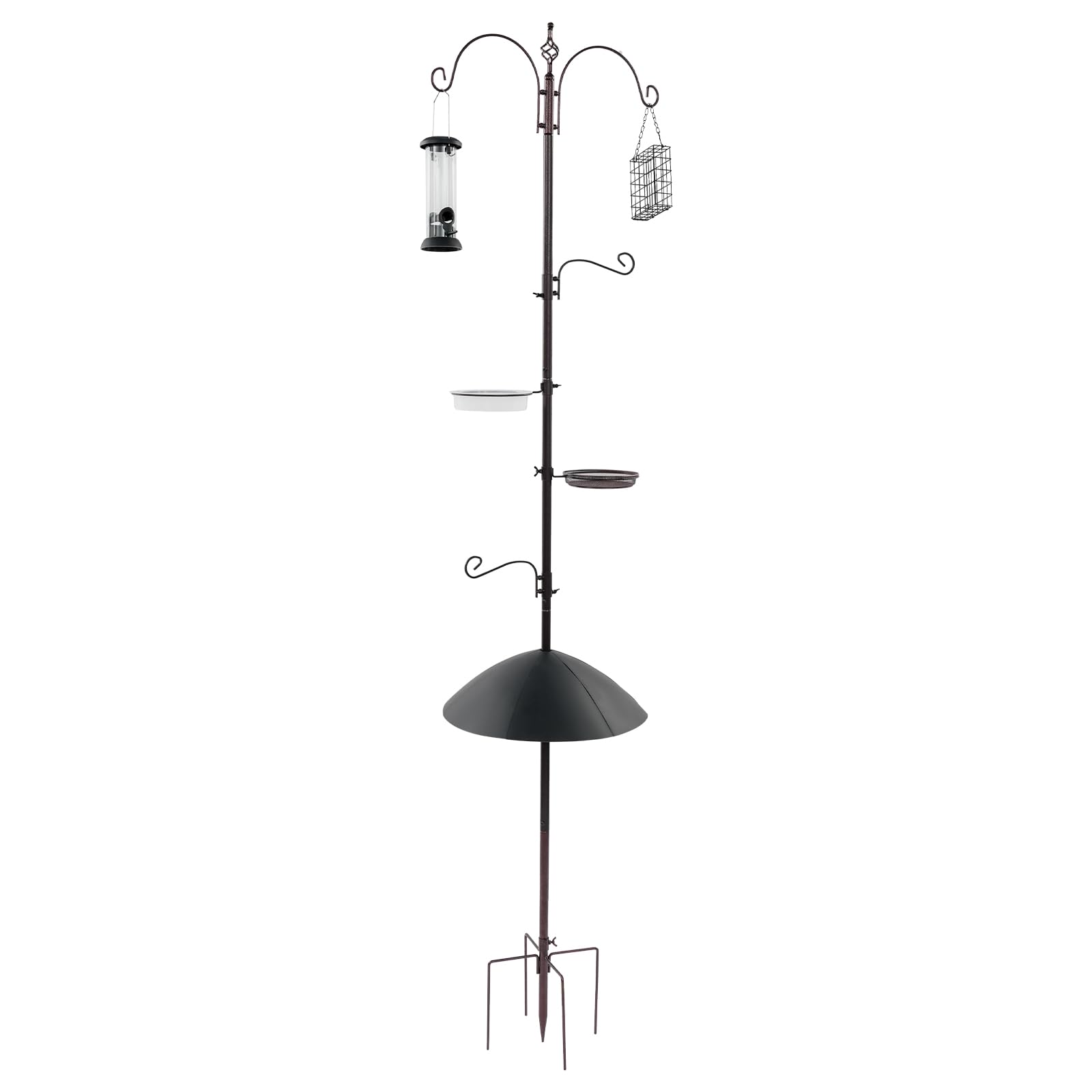 Stazione di alimentazione Mangiatoia per uccelli su base in ferro, mangiatoie per uccelli aver ganci e mangiatoie sospese per colibrì, beffardo e corvi, 58 x 230 cm