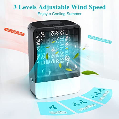 Portable Air Conditioner Cooling Fan, Eeieer Personal Desk Misting Humidifier Fan Mini Air Conditioners Evaporative Air Cooler Rechargeable Fans With Remote For Room Office Outdoor-Black #TOP1