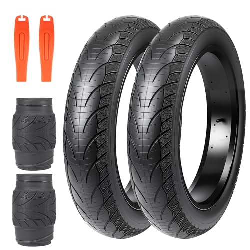 BALINGE E Bike Fat tire 20 x 4 2 Pack Heavy Duty High-Performance Wear-Resistant E-Bike Mountain Snow Bike Tire ?Fat Bike Tires?20x4.0 Fat tire?Black?2 Tires 2 levers