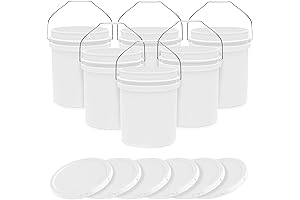 5-Gallon White Bucket Pail Container Safe for Food Grade - 6 Pack