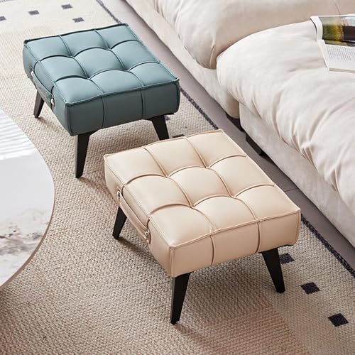Pouf de canapé bleu imperméable en PU souple à structure rectangulaire - 5