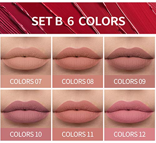 MAEPEOR Matte Liquid Lipstick 6PCS Nude Velvety Lip Gloss Kit Long-Lasting Wear Non-Stick Cup and Not Fade Lipstick Set for Warm or Cool Undertone (Nude Series, 6PCS-E)