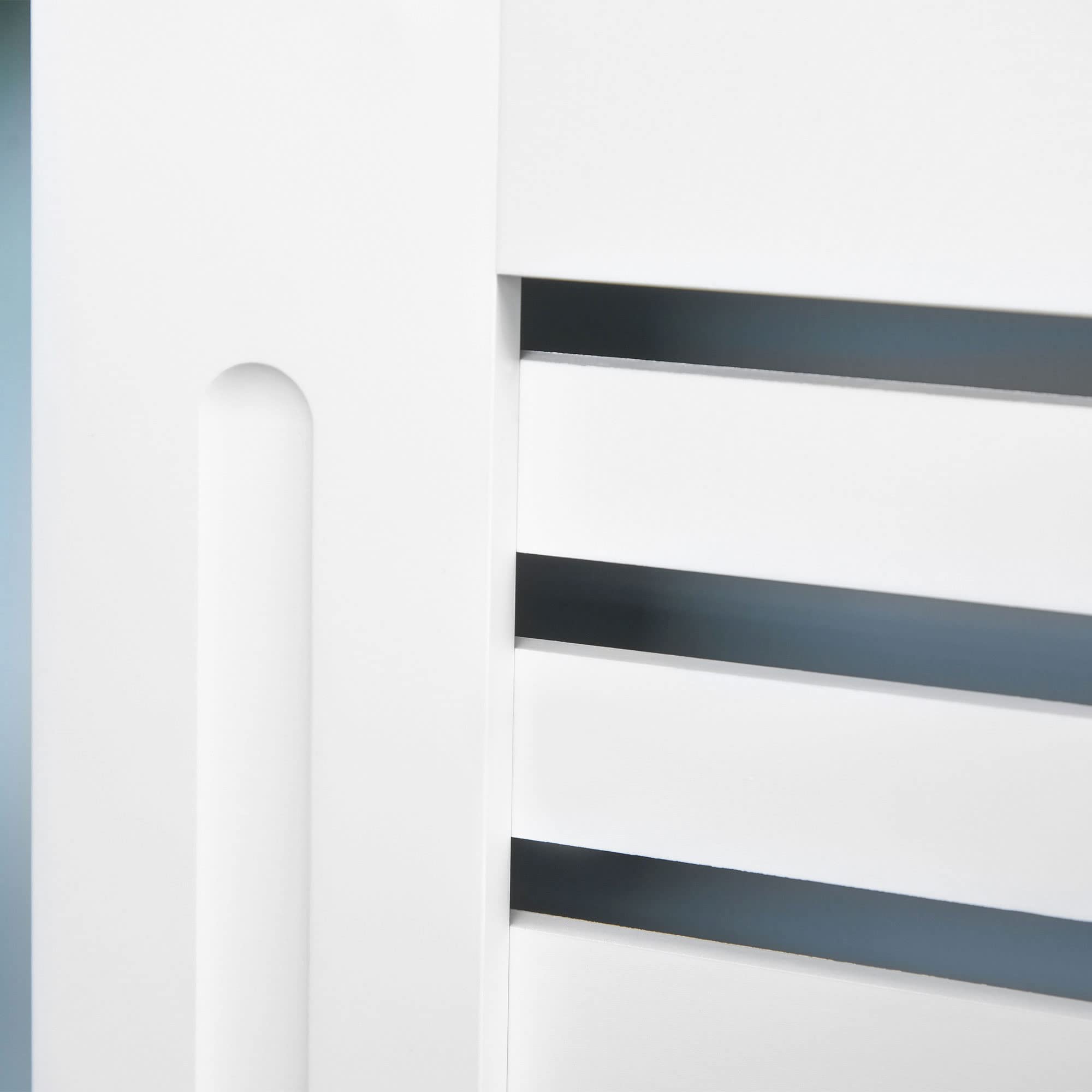 HOMCOM Copritermosifoni a Doghe con Ripiano Portaoggetti 172x19x81cm Bianco | Copri Termosifone Moderno, Antiribaltamento, Copertura Radiatore MDF, Soggiorno, Corridoio, Ufficio