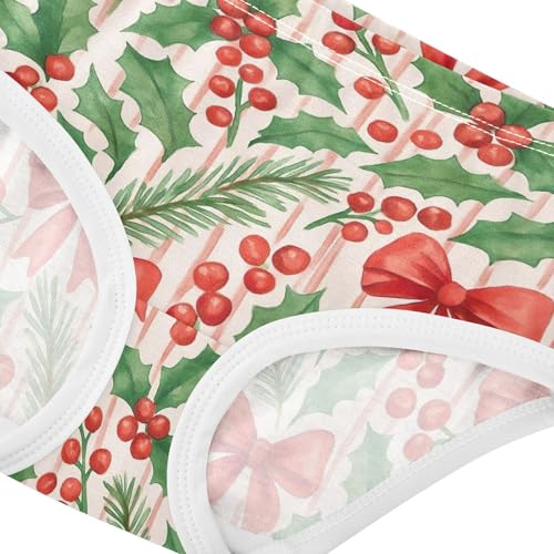 Joisal Cotton Toddler Underwear Floral Watercolor Christmas Red Bows Little Girl Panties Designer Briefs Girls Undies 2t4