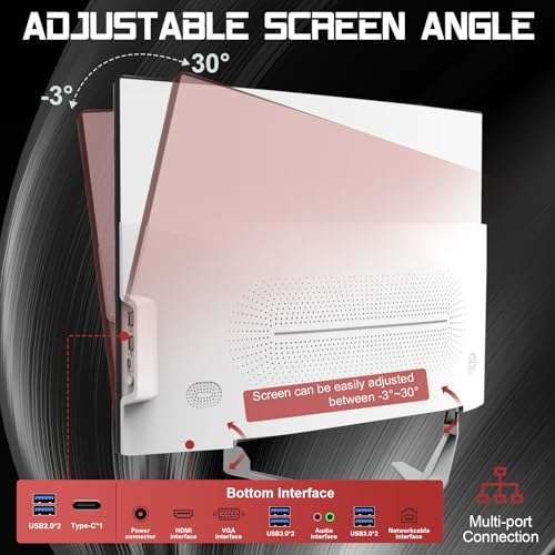 SIUGHVA - PC de computadora todo en uno curvado FHD de 27 pulgadas, procesador N100 de cuatro núcleos, 8 GB de RAM, SSD de 512 GB, teclado y mouse con cable de alta velocidad, diseño elegante, - imagen 6