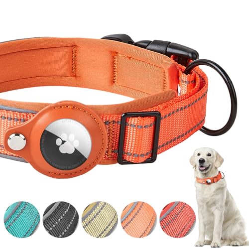 Boloshine Airtag Dog Collar, Adjustable Reflective Nylon Dog Collar