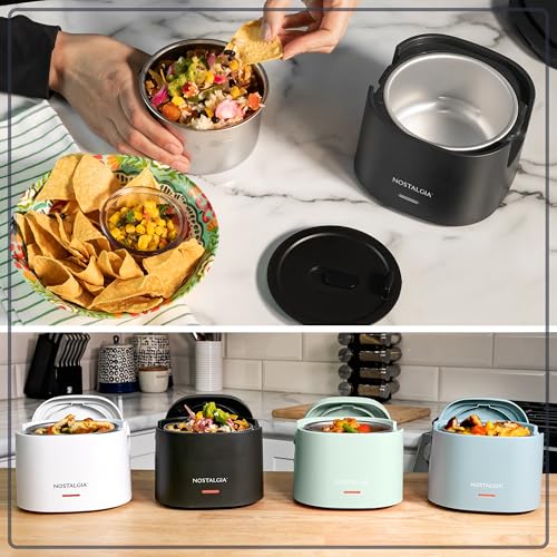 Nostalgia Portable Heated Lunch Box – 2.5-Cup Stainless Steel Food Warmer – Detachable Cord, Leak-Proof Lid, Carry Handle – Portable for Work & Travel – Black Berry - image 6