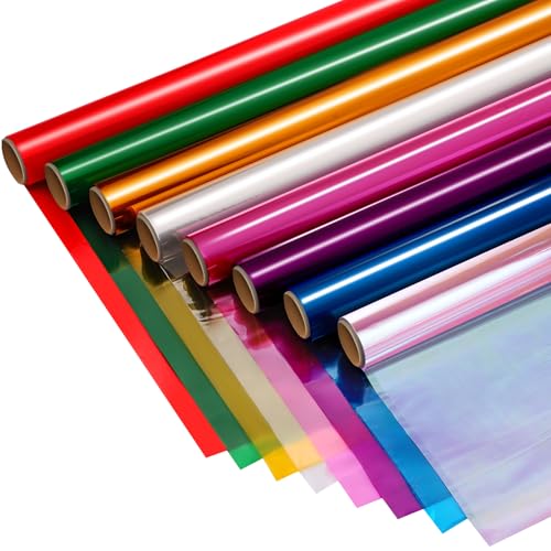 woric 8 Rolls Colored Cellophane Wrap Extra Wide (34In...
