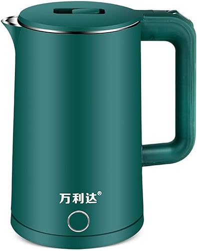 Zerodis Hervidor eléctrico, 2.3 l de doble pared de acero inoxidable, hervidor de agua caliente de seguridad de 4 pliegues, para evitar quemaduras,