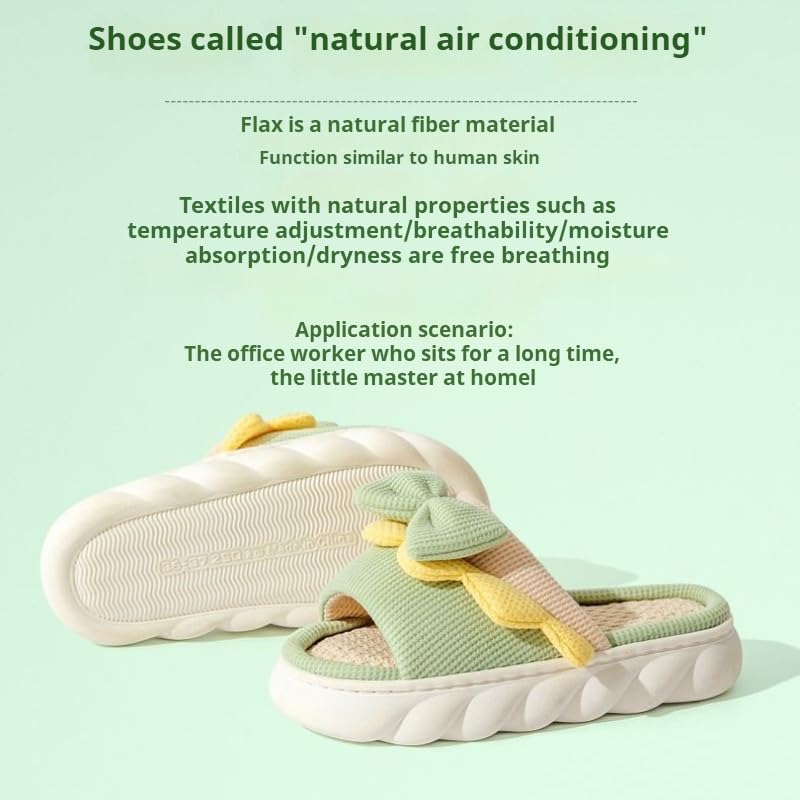 Bow Women's Slippers Linen Cute Four Seasons Lovely Indoor Living Home Office Spring and Autumn Cotton Non-slip Sandals4