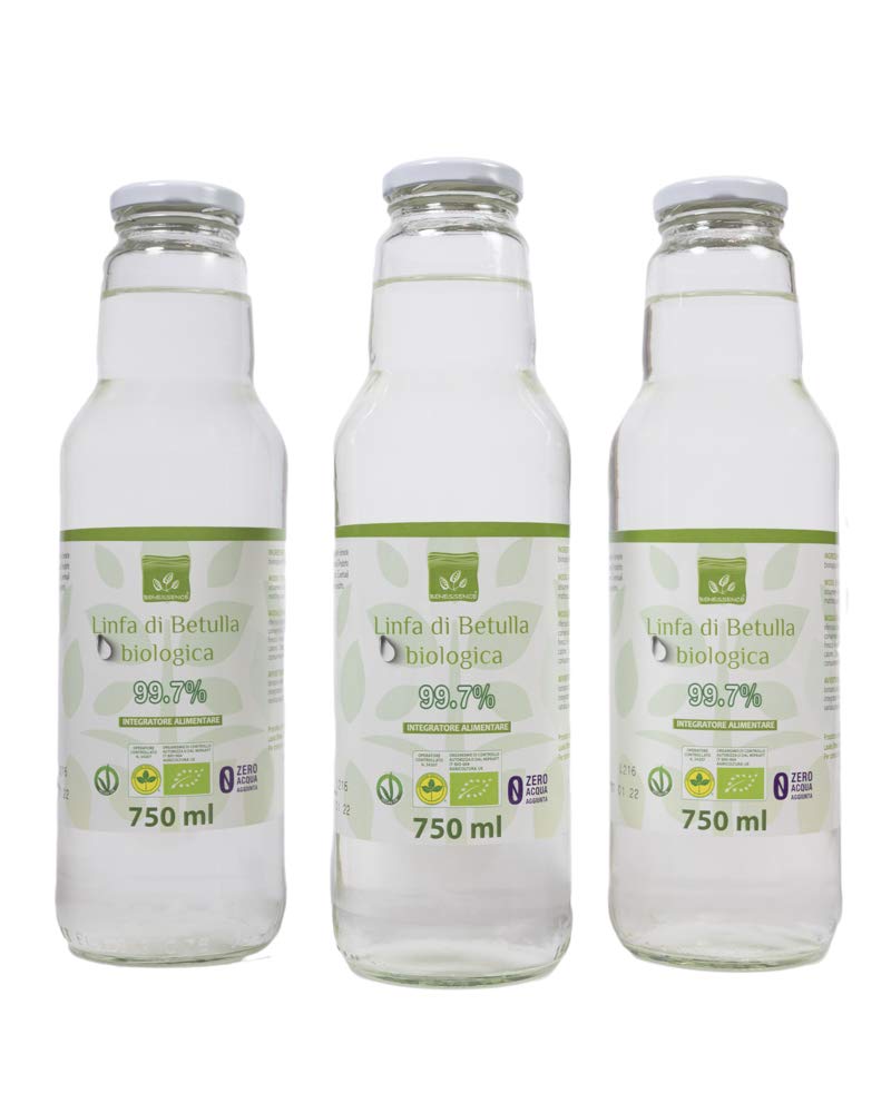 Benessence - Linfa di Betulla Biologica - Azione Detox e Drenante - 3 bottiglie da 750ml