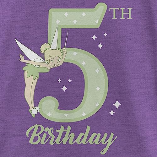 Disney Tinker Bell Tink 5th Birthday Girl's Heather Crew Tee, Purple Berry, Small2