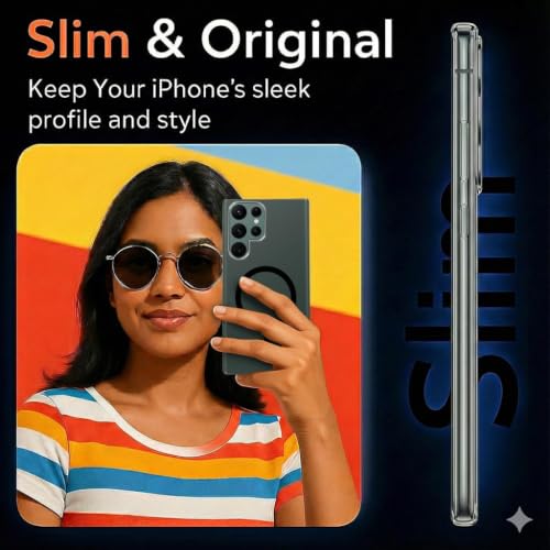 Image of Jkobi Lifetime Anti-Yellow MagSafe Compatible Clear Back Case Cover for Samsung Galaxy S22 Ultra 5G (Sleek Hard Crystal | Shockproof and Camera Protection)