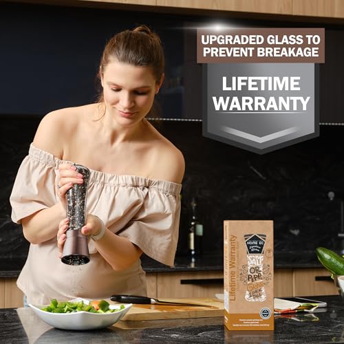 Image of HOME EC Original Stainless Steel Salt or Pepper Grinder 1pk - Adjustable Ceramic Sea Salt Grinder or Pepper Mill - Tall Glass Spice Shaker - Spice Mill w /Ebook (Copper)