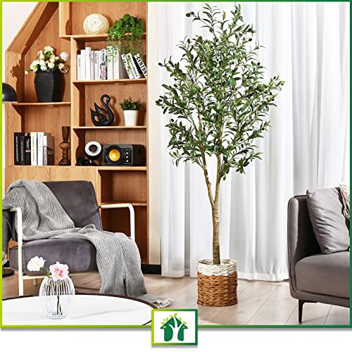 Crosofmi Artificial Olive Tree, 6Ft Fake Olive Plant In Pot, Tall Faux Plant,Potted Faux Topiary Silk Tree For Indoor Entryway Decor Outdoor Home Office Gift #TOP1