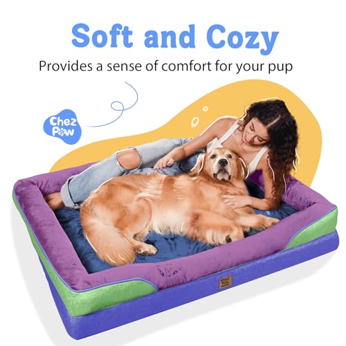 Image of Chez Paw Waterproof Orthopedic XL Dog Bed for Large and Extra Large Dogs | Egg Crate Foam, 4-Sided Bolster Support, Waterproof Liner, Non-Slip Bottom, Machine Washable Cover, 42 x 30 Inch