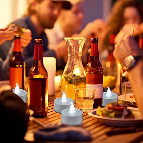 Image of YIWER 50pcs Flameless Tea Lights Candles Realistic LED Flickering Operated Pumkin LED TeaLights Candles Long Lasting Electric Fake Candles Decoration for Party and Gifts Ideas