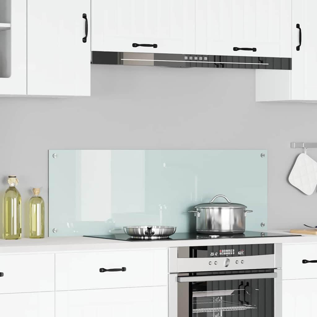 Protection de Cuisine Blanc 120 x 40 cm Verre trempé Crédence de Cuisine Plaque