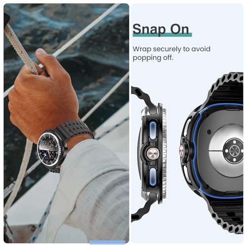Image of Tensea [5+5Pack for Samsung Galaxy Watch 8 Classic Screen Protector Case 46mm Accessories, Hard PC Bumper /HD Anti-Fog Tempered Glass Protective Film, Face Cover Set for Women Men