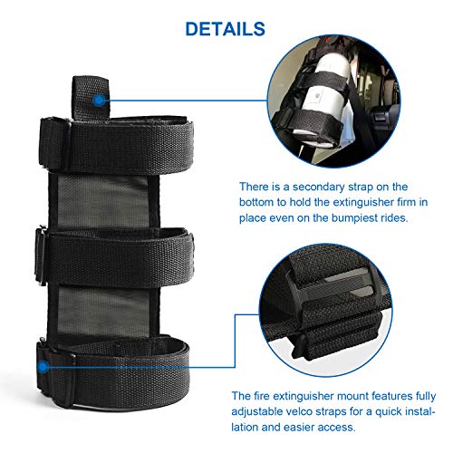 Linkstyle Jeep Fire Extinguisher Mount Holder 3 lb, Adjustable Roll Bar Compatible with Jeep Wrangler, Unlimited, CJ, JK, JKU, JL, JLU, TJ, Rubicon, Sahara, Sport