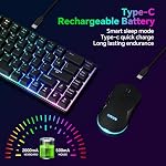 CHONCHOW 60% Clavier de jeu sans fil et Mouse Combo, RGB Rechargeable par défaut LED Allumez les claviers, 68 Clés Ultra Clavier compact sans fil et souris de jeu ergonomique pour Xbox PS4 PS5 PC portable