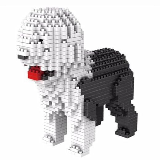 Atomic Building Perro de Pastor Inglés o Bobtail (English Shepherd). Figura para ensamblar con nanoblocs. 950 Piezas.