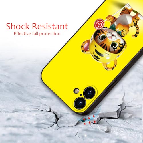 Printed with Cute Tiger for iPhone 16 Case - Cartoon Helmet Tiger with Lollipop Design | Shockproof Slim Cover | Fun & Protective Case,for Girls & Women (B1-Cartoon Cute Tiger)