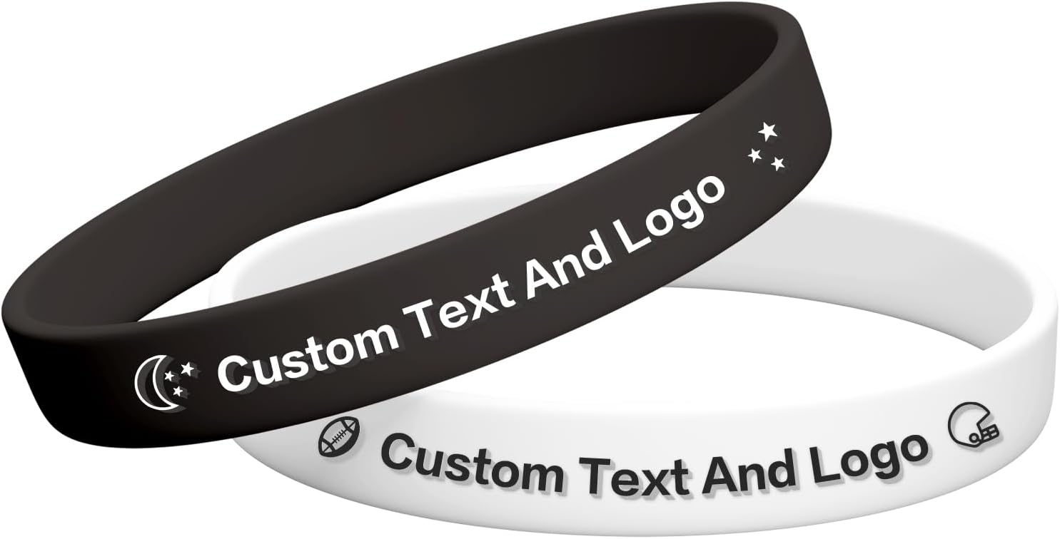 Wanstay Rubber Bracelets, Custom Silicone Bracelets, Personalized Silicone Wrist Bands, Embossed Word Coloring, Solid Color Bulk Bracelets for Event, Promotional Events, Parties, Gifts, Festivals