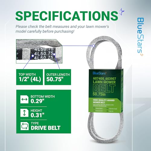 Image of BlueStars 607400 Pump Drive Belt | Aramid Cord | 50.75 inch x 1 /2 inch