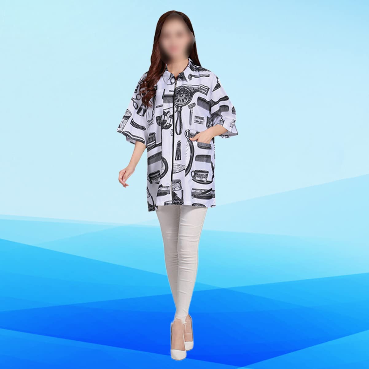 Abito da Lavoro per Parrucchieri a Maniche Corte, Uniforme Bianca Xl Traspirante Tasche, Camice Professionale per Salone e Uso Casalingo, Tessuto Morbido e Asciugatura Rapida