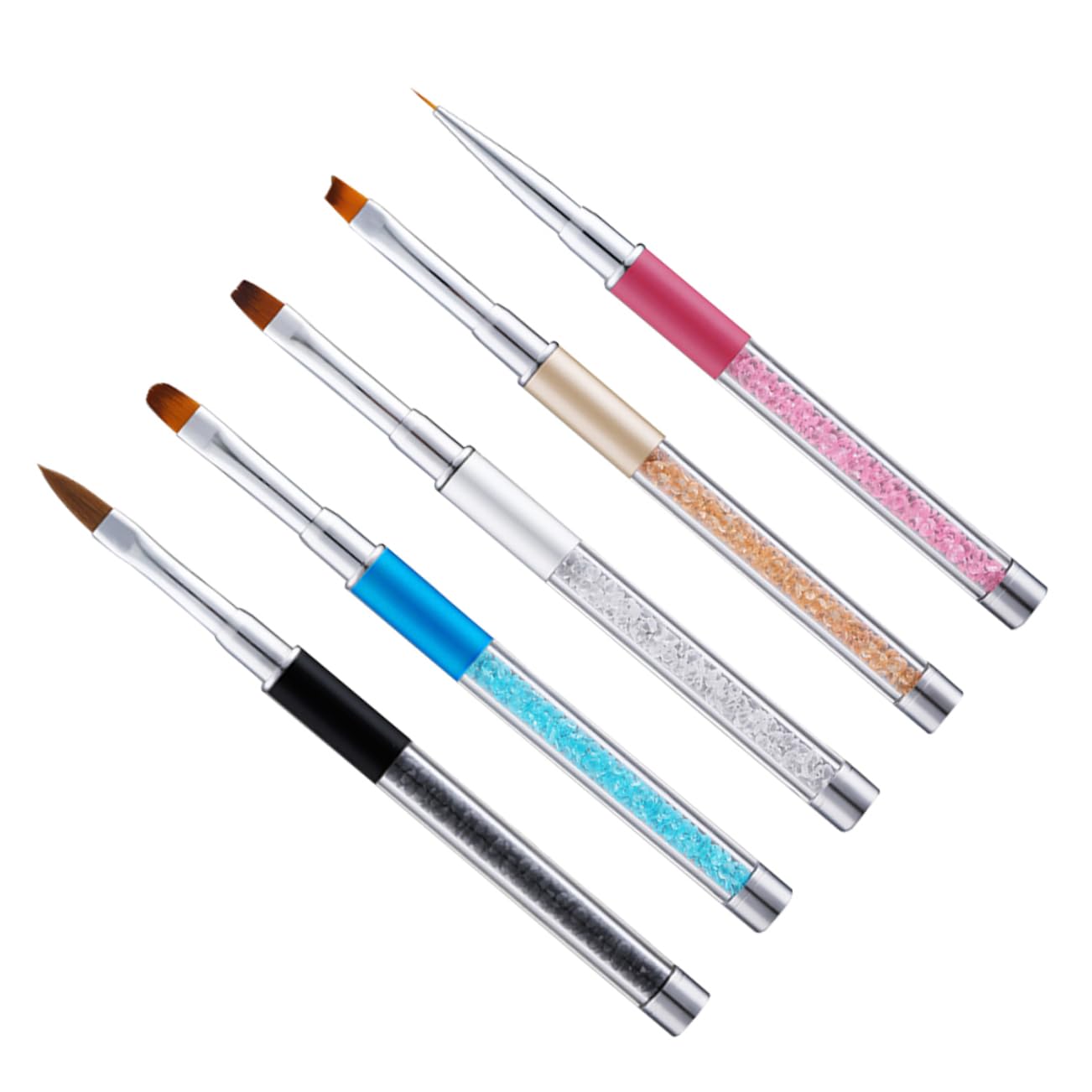 minkissy 3 Set Di Strumenti Per Nail Art Pennello Per Unghie Penna Manico Strass Per Salone Di Casa 5 Pezzi * 3