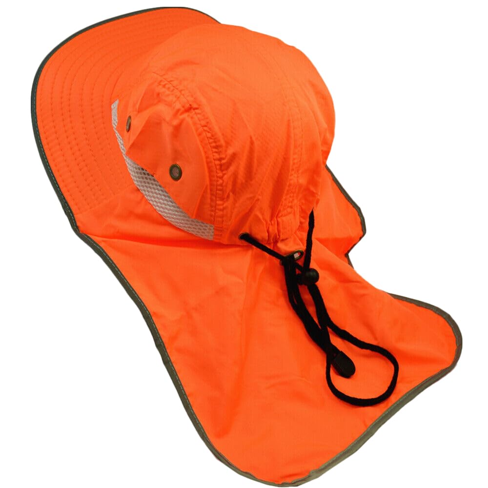 Glory Max High Visibility Reflective Work Safety Bucket Hat Cap Mesh Neck Flap