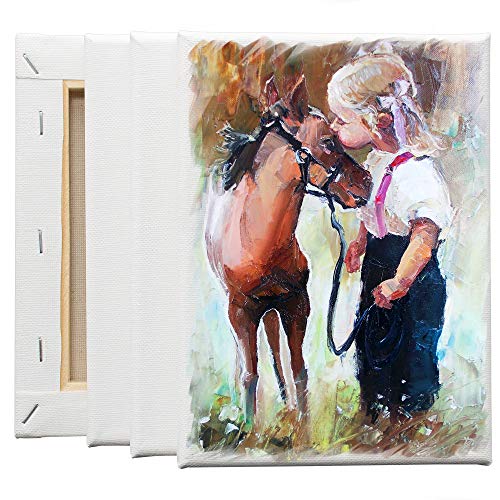 Image of FIXSMITH Stretched White Blank Canvas- 5x7 Inch,6 Pack,Primed,100% Cotton,5 /8 Inch Profile of Economy Value Pack for Acrylics,Oils & Other Painting Media.