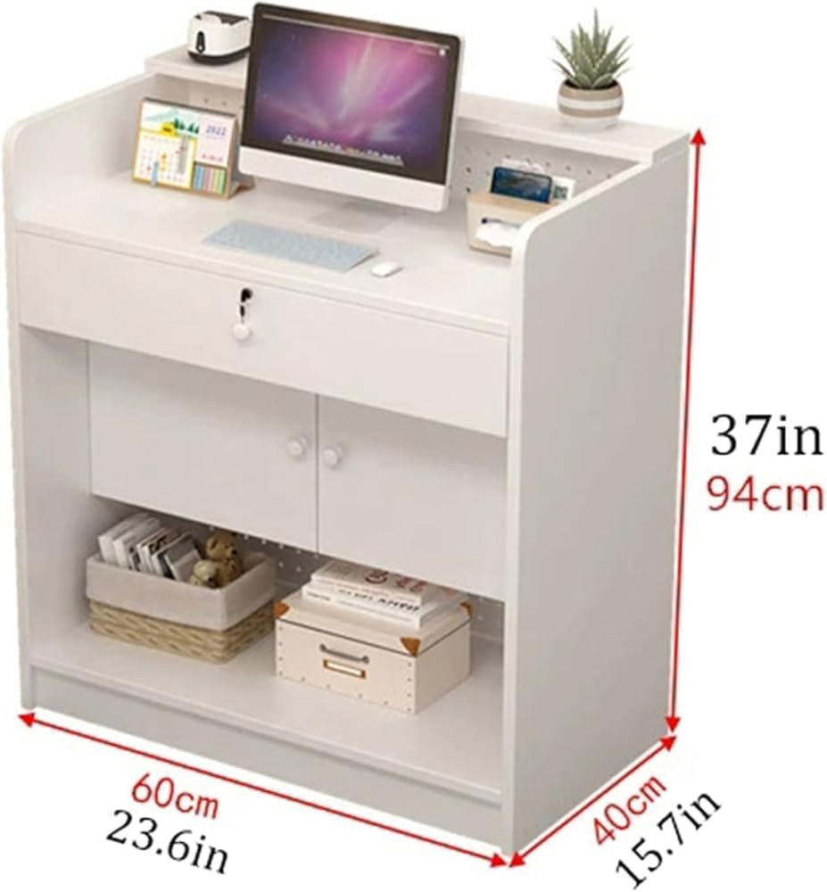 Nowoczesny recepcja recepcji z zamykanymi szafkami Ders & Sto, biurko biurowe, brązowy h, rozmiar: 60 cm - idealny do Retais
