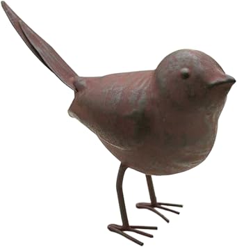Decorative Small Cute Songbird Song Bird Statue Figurine Home Decor, 5.5" x 4" x 2", Rust/Brown 1