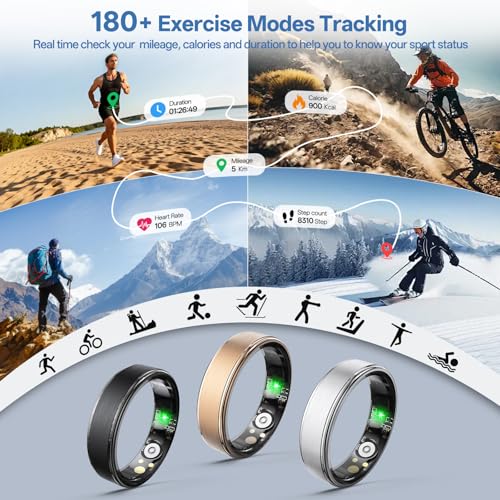 Smart Ring for Women Men, Health Fitness Tracker Ring with Heart Rate/Sleep Tracker/Blood Oxygen/HRV/Stress/Calorie/Steps, IP68 Waterproof for iOS & Android, No APP Fees(Silver,8#) - Image 5