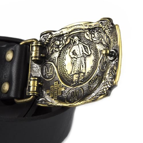 Casual leather belt with Ukrainian OUN Trident solid brass belt buckle "Glory to Ukraine! Glory to the heroes! "3