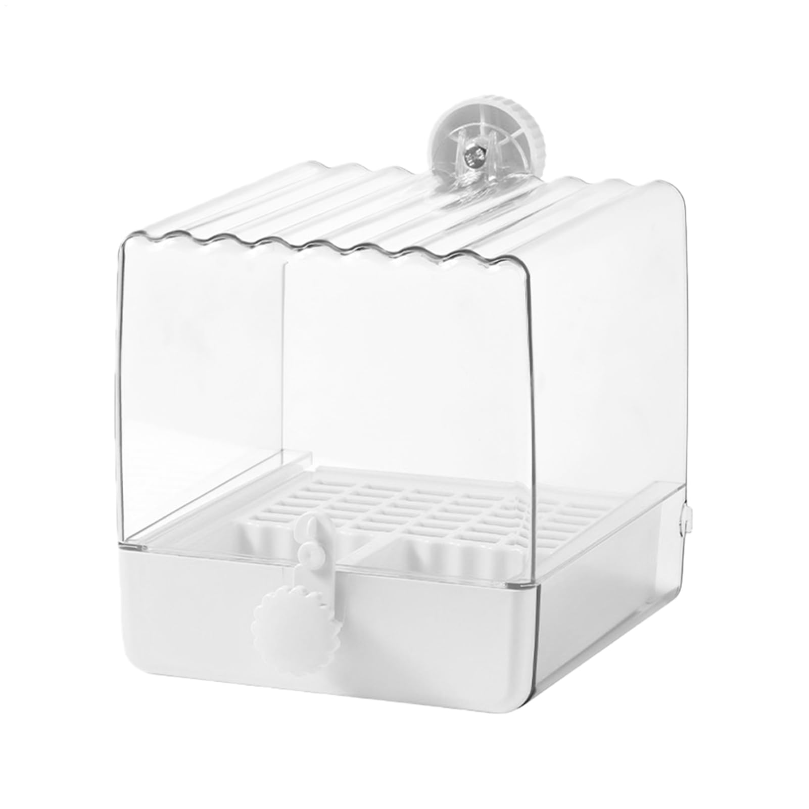 Baño para pájaros en jaula con soporte transparente para ninfas y canarios