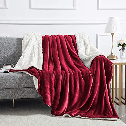 Ir Imperial Rooms Sherpa Blanket For Bed Twin Size - Soft And Fuzzy Throw Blanket For Couch And Sofa - Reversible Microfiber Thick And Warm Fluffy Sherpa Fleece Throw Blanket, Burgundy, 60X80 Inches #TOP3