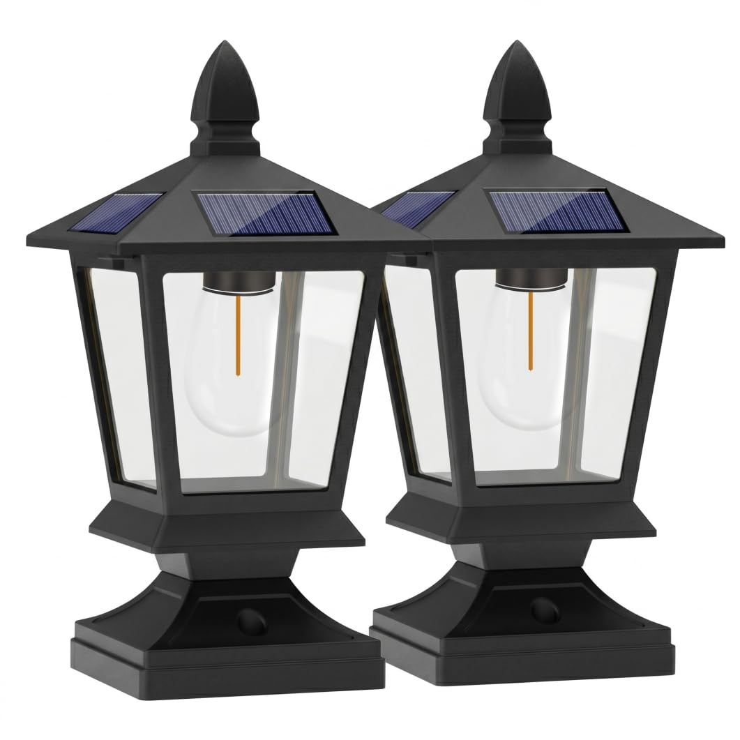PithCogent 2PCS Solar Post Lights Outdoor, Energy Efficient Post Lights Waterproof Lamp for Garden, Yard, Landscape, Fits 4x4 to 6x6 Inch Pillars