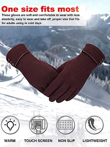 Image of Patelai 3 Pairs Womens Gloves Winter Touchscreen Texting Phone Windproof Gloves Warm Fleece Lined Cold Weather